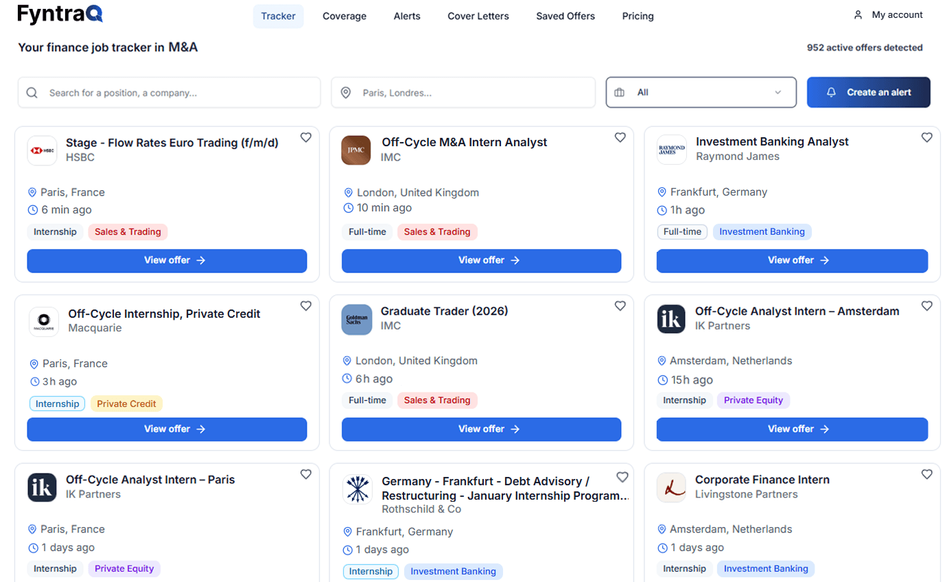 Fyntraq tracker — finance job opportunities